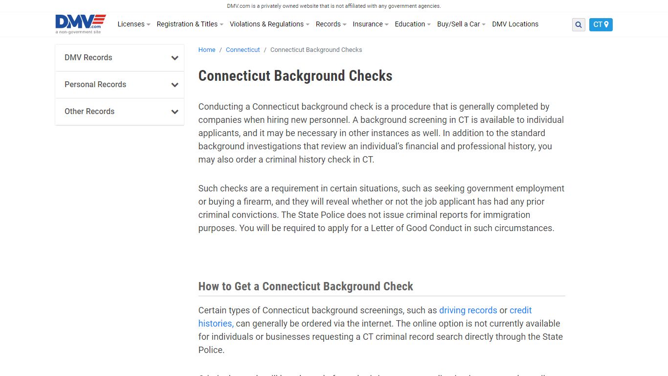 Connecticut Background Checks | DMV.com